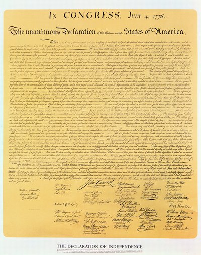 Declaration of Independence of the 13 United States of America of 1776 by American School